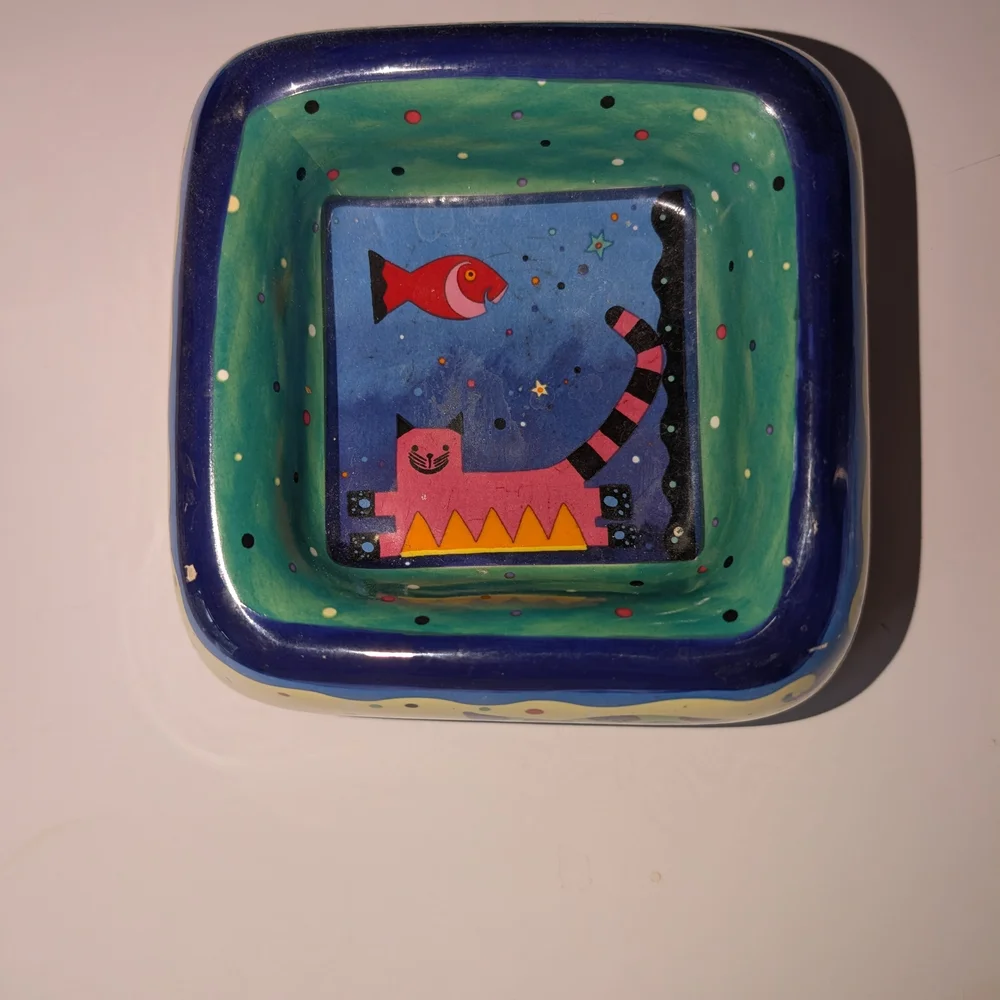 Vintage Hand-Painted Ceramic Cat Bowl by Milton and Louis